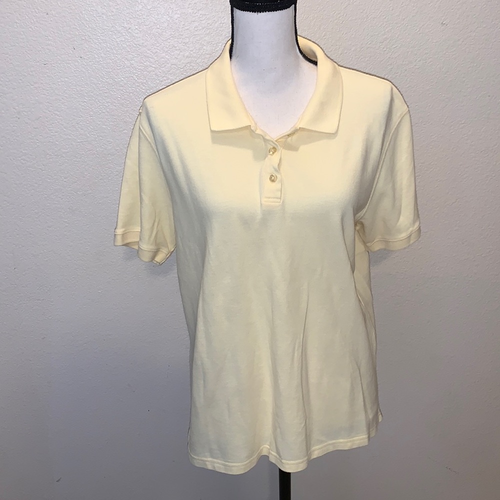 Karen Scott yellow cotton collared polo top